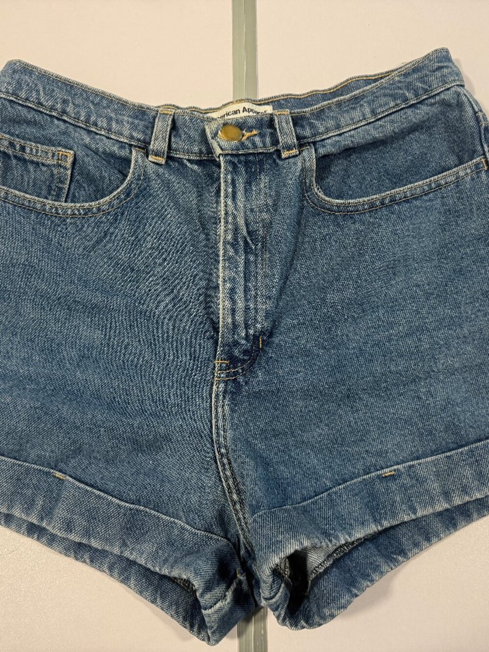 American Apparel High-Rise Cuffed Denim Shorts 31
